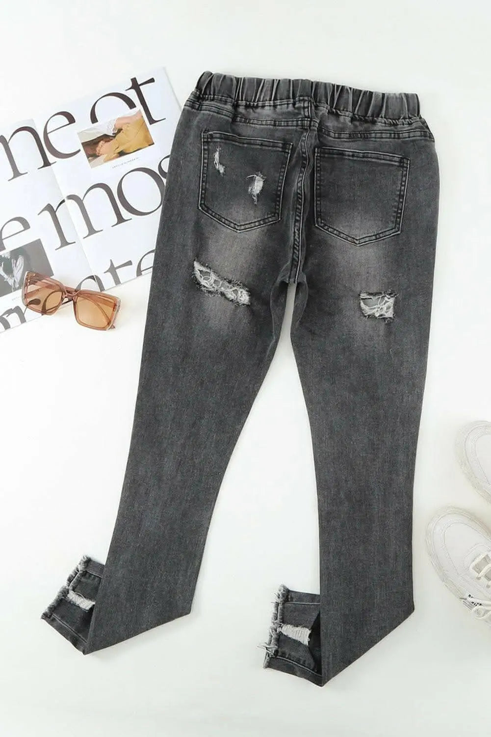 Distressed raw hem joggers - Love Salve